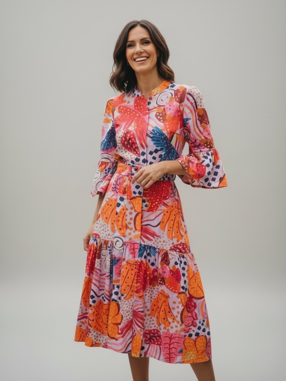 FARM Rio Lilac Colorful Party Midi Dress – XS